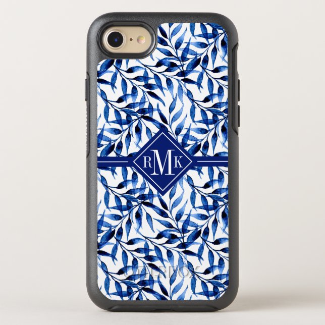 Monogram | Hand Painted Watercolor Ink Pattern Otterbox iPhone Case (Back)