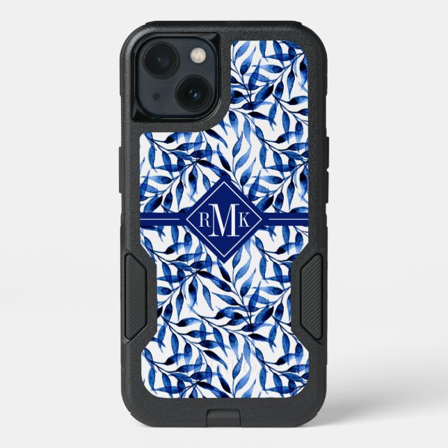 Monogram | Hand Painted Watercolor Ink Pattern Otterbox iPhone Case (Back)