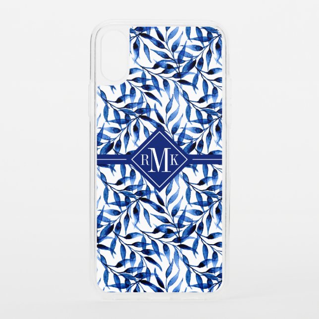 Monogram | Hand Painted Watercolor Ink Pattern Uncommon iPhone Case (Back)