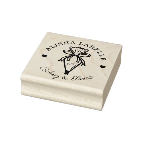 Monogram Handmade With Love Bakery Piping Bag Rubber Stamp