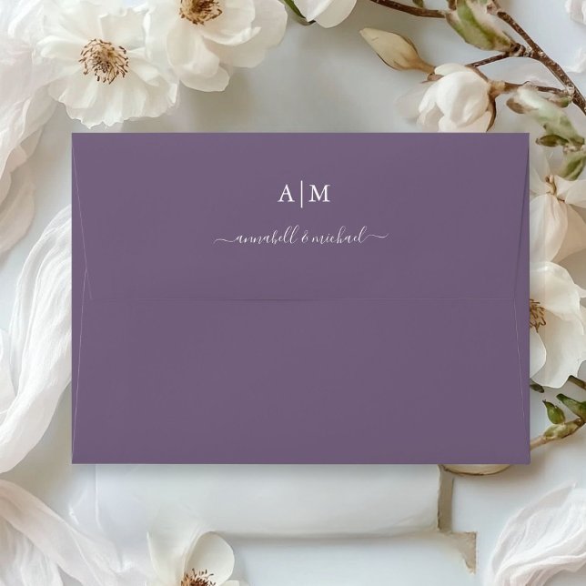 Monogram, Handwriting, Elegant, Purple Envelope (Monogram, Handwriting, Elegant, Purple Envelope)