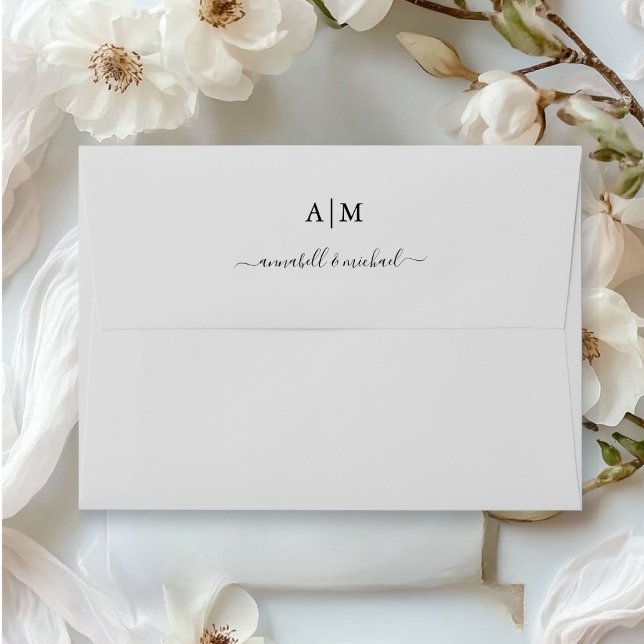 Monogram, Handwriting, Elegant Wedding  Envelope (Monogram, Handwriting, Elegant Wedding envelope)