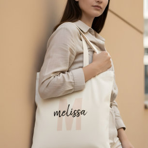Monogram Handwritten Brush Simple Tote Bag