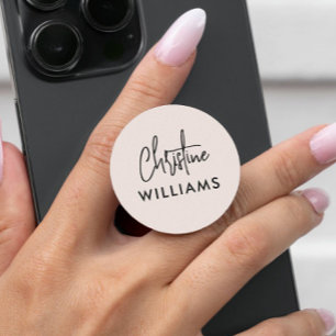 Monogram Handwritten Script Signature Blush pink PopSocket