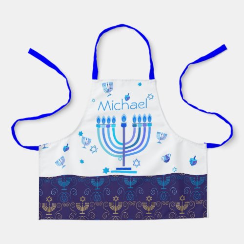 Monogram Hanukkah Festival Menorah Lights Apron