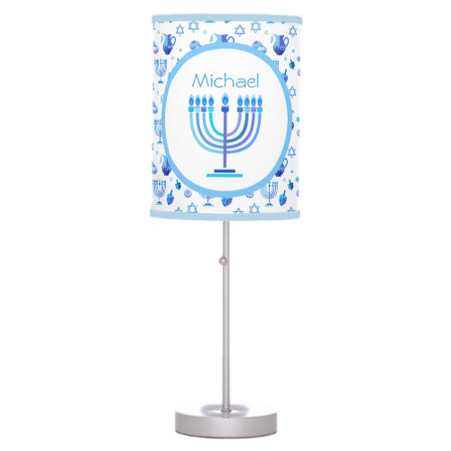 Monogram Hanukkah Festival Menorah Lights Table Lamp