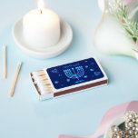 Monogram Hanukkah Jewish Holiday Menorah Matchboxes<br><div class="desc">Monogram and Hanukkiah Symbol. Happy Hanukkah Party Jewish Holiday Blue Menorah. Jewish Holiday Chanukah Decoration with traditional Chanuka decorative symbol - Navy Blue color hanukkiah menorah, candlestick with candles, star of David and neon blue glowing lights, dreiddle, donuts illustration. Hanukkah Festival of lights Event Decoration. Jerusalem, Israel. Home & Living...</div>