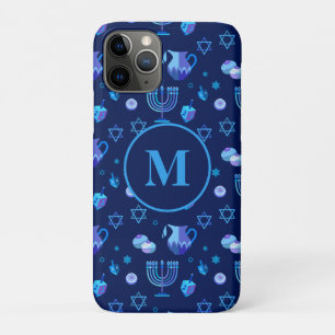 Monogram, Hanukkah Jewish Holiday Ornate Pattern iPhone 11 Pro Case