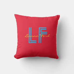 monogram happy & colorful throw pillow