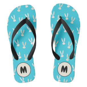 Monogram Happy Easter Holiday Bunny Pattern Flip Flops
