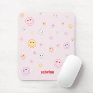 Monogram Happy Face Heart Eye Mouse Pad