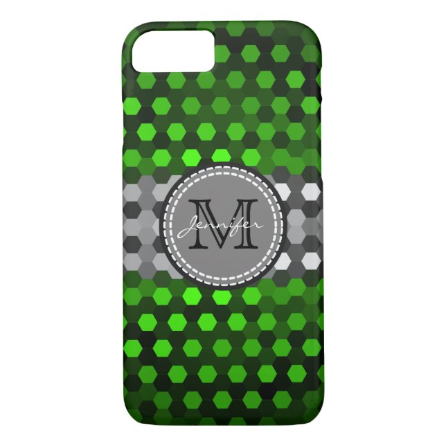 Monogram Harlequin & Silver Hexagons Pattern Case-Mate iPhone Case (Back)