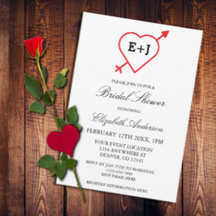 Monogram Heart And Arrow Bridal Shower Invitation