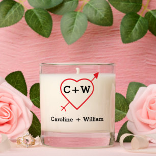 Monogram Heart And Arrow Wedding Scented Candle