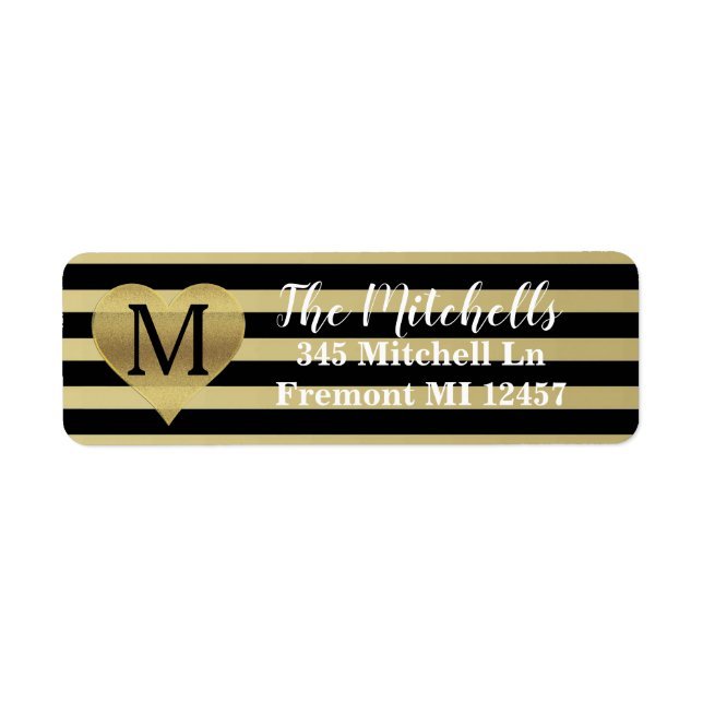Monogram Heart and Stripes Label (Front)