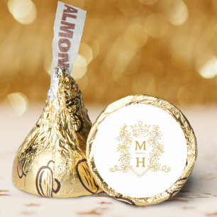 Monogram heart crown crest gold wedding hershey®'s kisses®