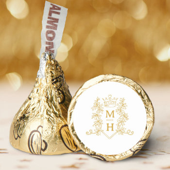 Monogram Heart Crown Crest Gold Wedding Hershey®'s Kisses® by mylittleedenweddings at Zazzle