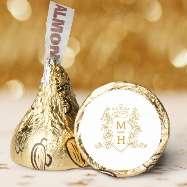 Monogram heart crown crest gold wedding hershey®'s kisses® (Creator Uploaded)