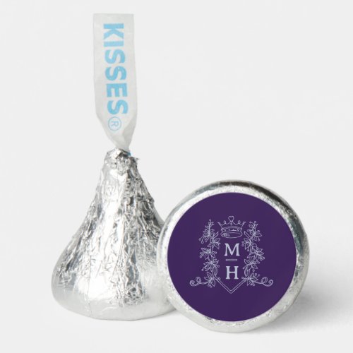 Monogram heart crown crest purple silver wedding hersheys kisses