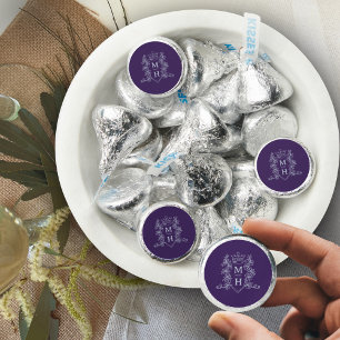 Monogram heart crown crest purple silver wedding hershey®'s kisses®