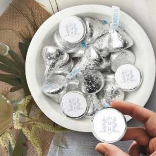 Monogram heart crown crest silver white wedding hershey®'s kisses®