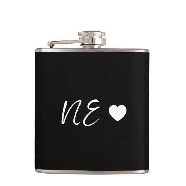 Monogram Heart Handwritten Romantic Script Design Flask (Front)