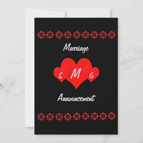 Monogram Heart Marriage  Announcement