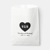 Monogram Heart Modern Wedding Favor Bag