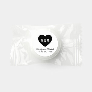 Monogram Heart Modern Wedding Life Saver® Mints