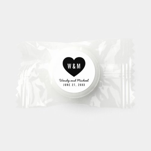 Monogram Heart Modern Wedding Life Saver Mints