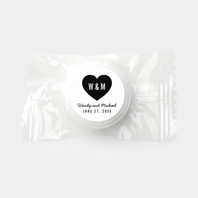 Monogram Heart Modern Wedding Life Saver® Mints (Front)