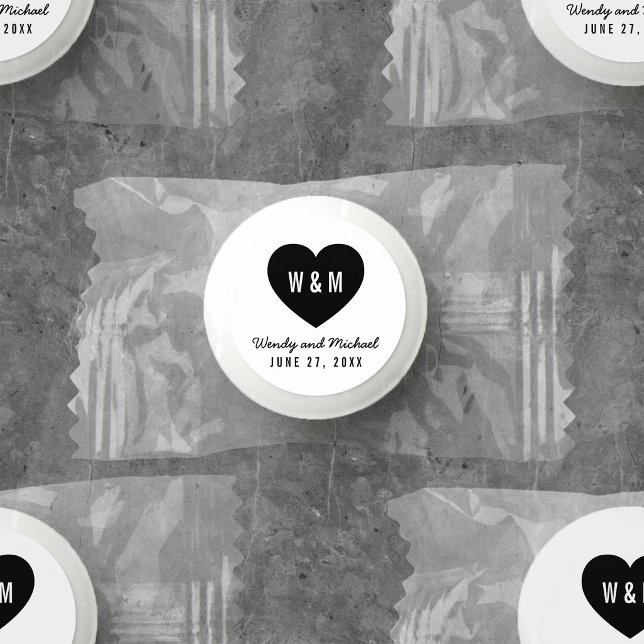 Monogram Heart Modern Wedding Life Saver® Mints (Creator Uploaded)