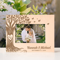 Monogram Heart Names Tree of Life Wedding Photo Etched Frames