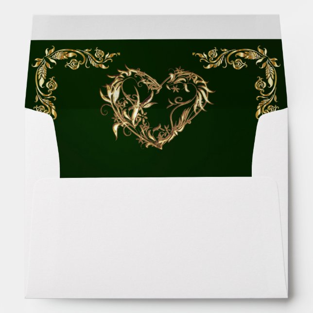 Monogram Heart on Emerald Wedding Envelope (Back (Bottom))