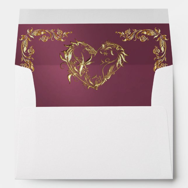 Monogram Heart on Lavender Wedding Envelope (Back (Bottom))