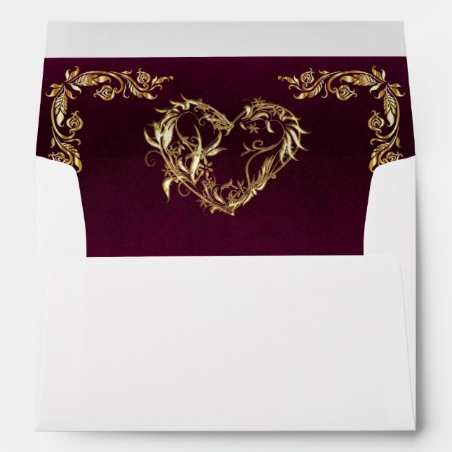 Monogram Heart on Plum Wedding Envelope (Back (Bottom))