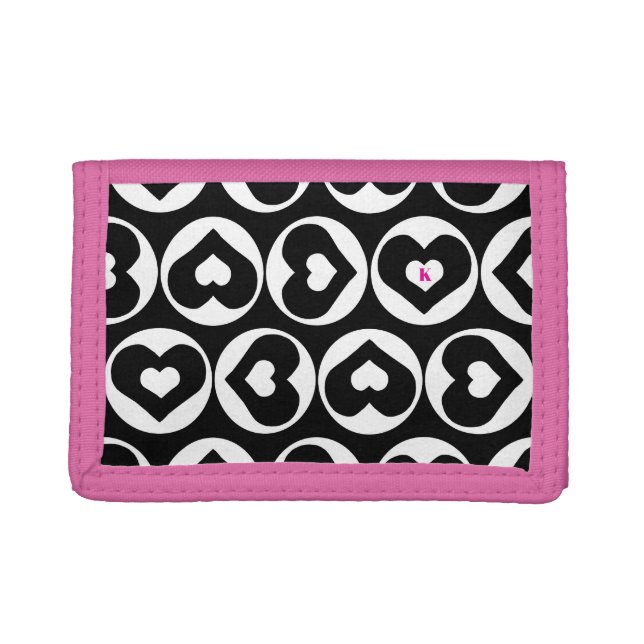 Monogram Heart Pattern Love Graphic Bold Trifold Wallet (Front)