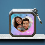 Monogram Heart Photo Initials Personalized Bluetooth Speaker<br><div class="desc">Monogram Heart Photo Initials Personalized Outdoor Waterproof Bluetooth Speaker features your custom initials in modern script typography with your favorite photo on a simple pink and blue background. Perfect as a gift for family and friends for birthday, Christmas, holidays, Mother's Day, sister, wife, partner, best friends, and more. Designed by...</div>