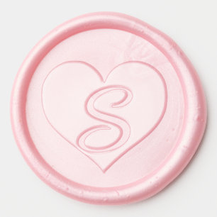 MONOGRAM HEART PINK WAX SEAL SEALS STICKER