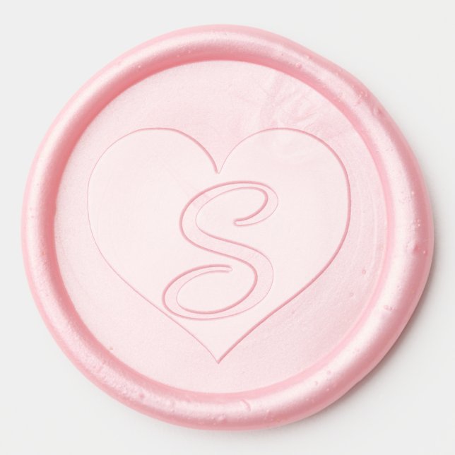 MONOGRAM HEART PINK WAX SEAL SEALS  WAX SEAL STICKER (Front)