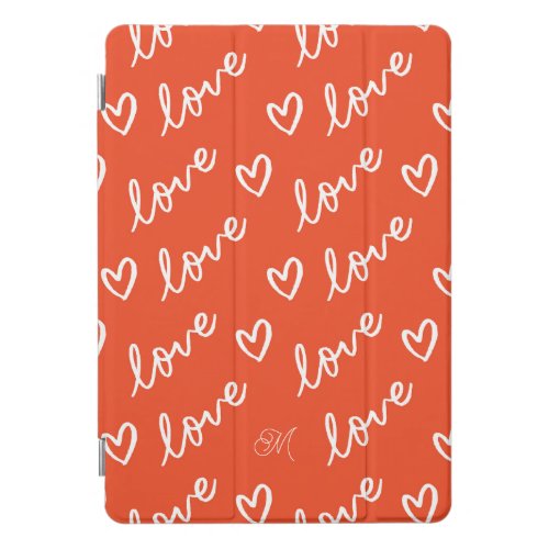 Monogram Heart Red Love Pattern iPad Pro Cover