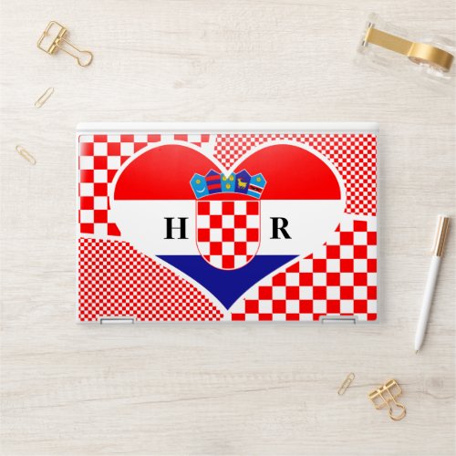 Monogram Heart Shaped Croatian Flag  Checkers HP  HP Laptop Skin