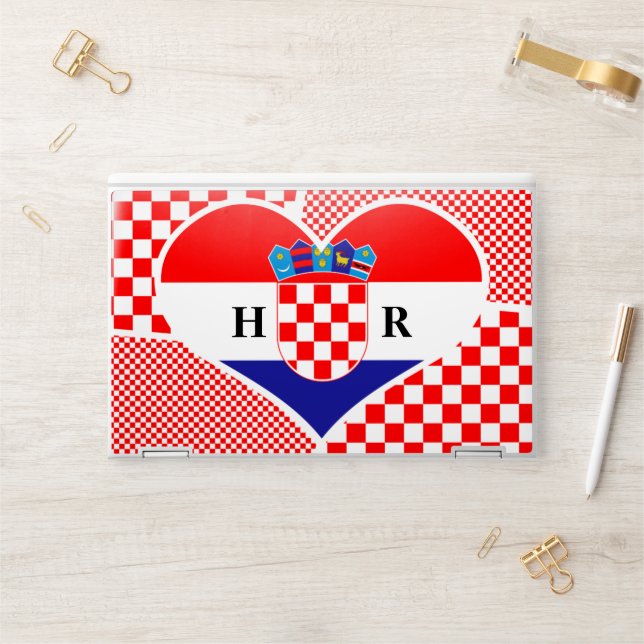 Monogram Heart Shaped Croatian Flag & Checkers HP  HP Laptop Skin (Desk)