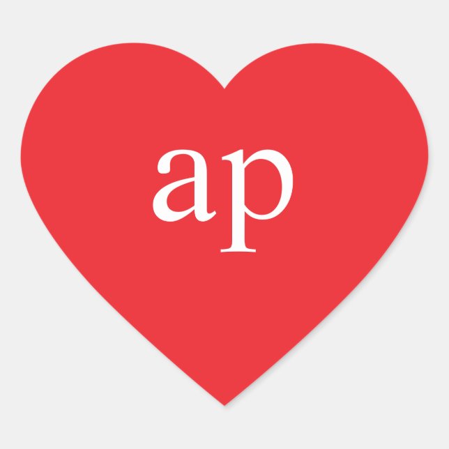 MONOGRAM HEART STICKER | Initial Red Heart Label (Front)