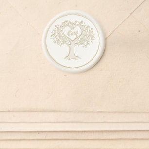 Monogram Heart Tree Wedding Wax Seal Sticker