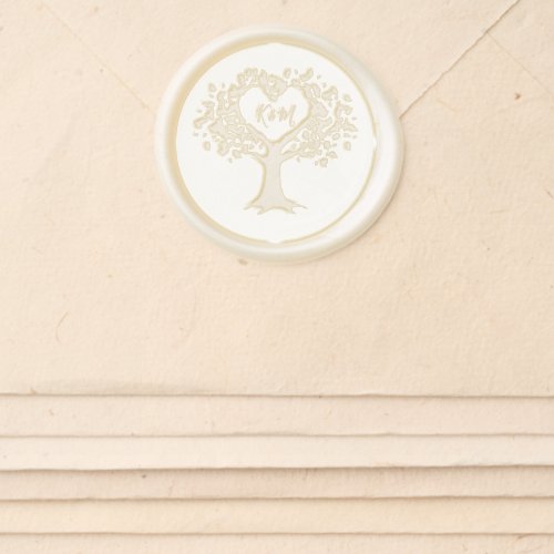 Monogram Heart Tree Wedding Wax Seal Sticker