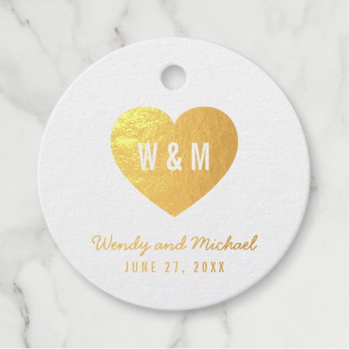 Monogram Heart Wedding Foil Foil Favor Tags