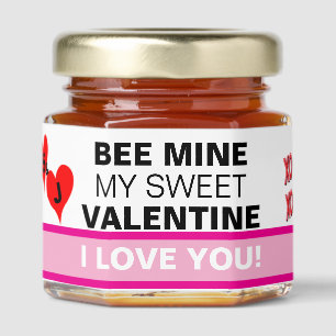 Monogram Hearts Bee Mine My Sweet Valentine Honey Jar Favors
