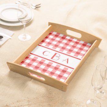 Monogram Hearts Gingham Serving Tray by tjustleft at Zazzle