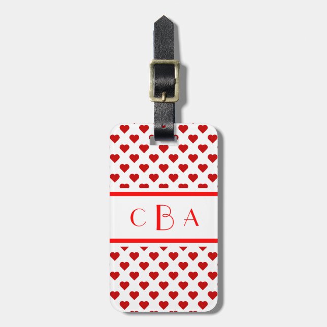 Monogram Hearts Luggage Tag (Front Vertical)